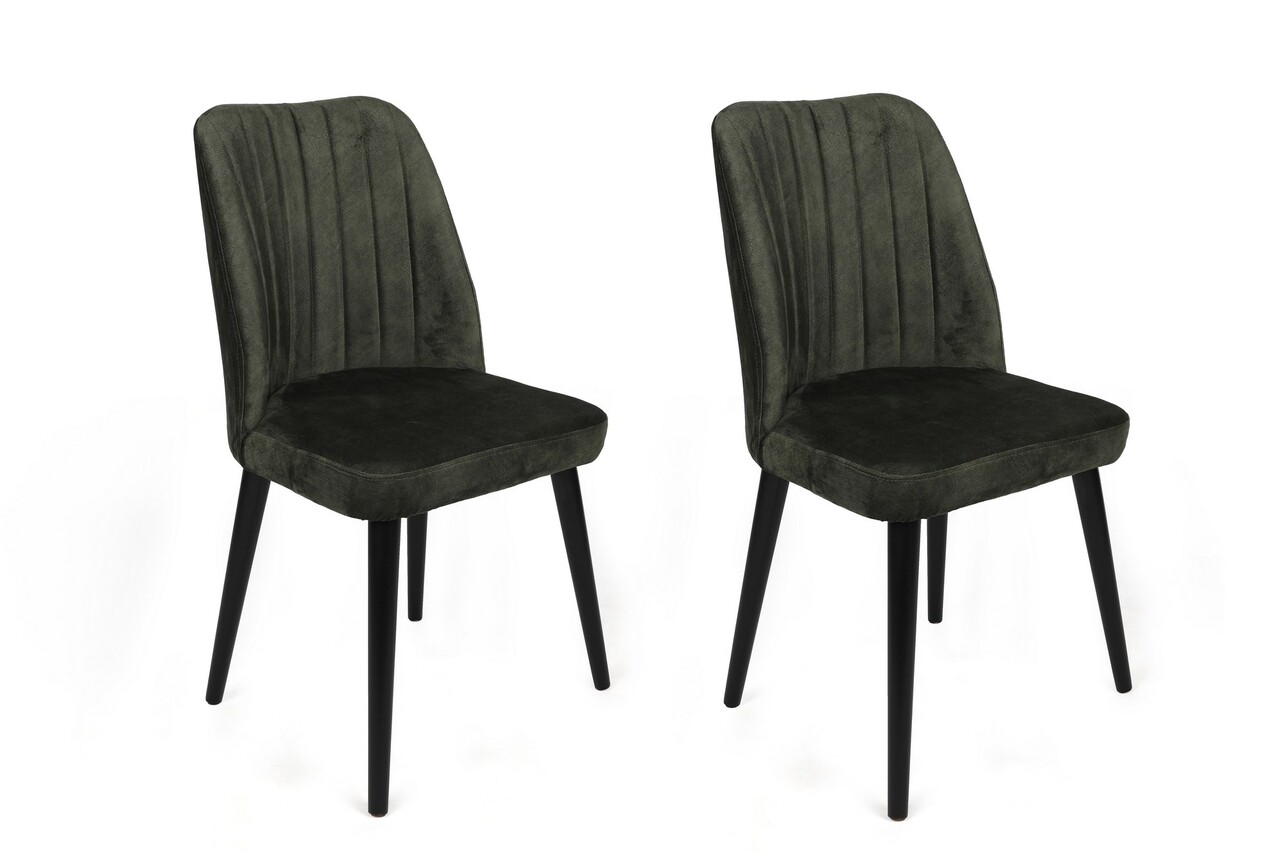 Set scaune 2 piese, Hanah Home, Alfa-432 V2, Kaki/Negru - imagine 5